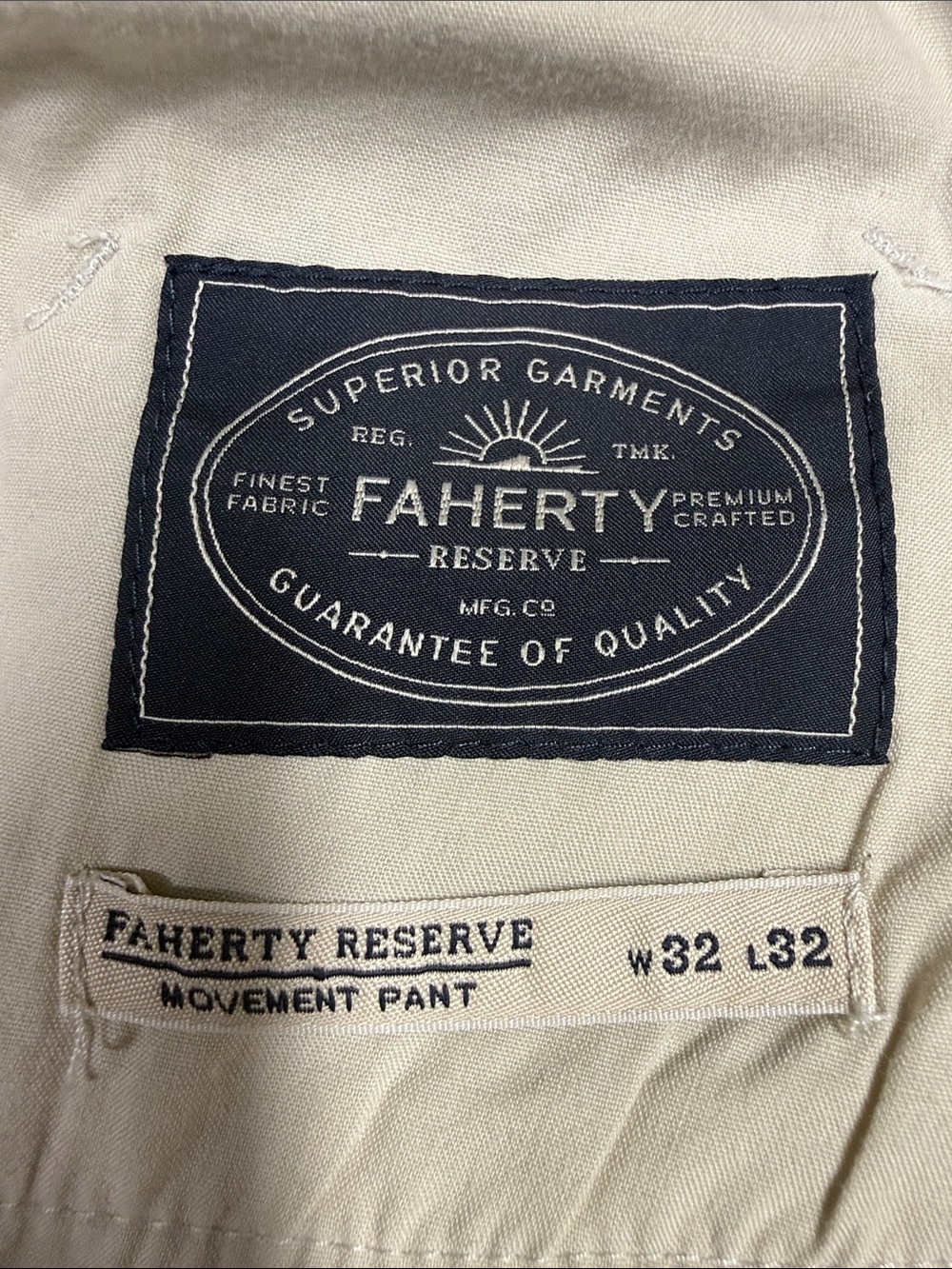 Faherty Men's Cream Bootcut Jeans - Picture 3 of 6